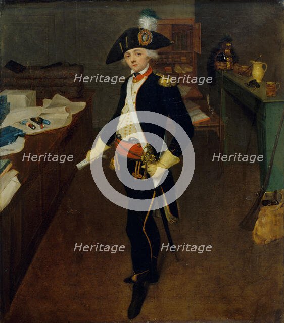 M. Estellé, marchand de galons rue Saint-Honoré, en uniforme de capitaine des chasseurs..., 1790. Creator: Jean-Marie Hooghstoel.