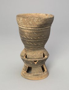Cup with Interior Rattle and Incised and Openwork Decoration, Korea, Three Kingdoms..., 5th century. Creator: Unknown.