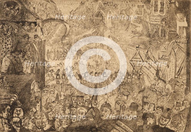 Entry of Christ into Brussels, 1898. Creator: James Ensor.