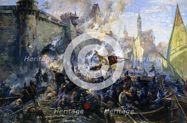 'The Russian Army Capturing Narva on May 11, 1558', 1956. Artist: Alexander Blinkov
