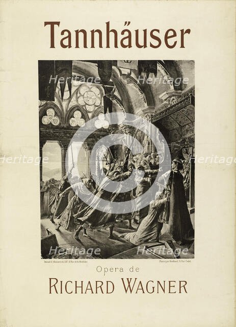 Poster for the opera Tannhäuser by Richard Wagner, 1891. Creator: Rochegrosse, Georges Antoine (1859-1938).
