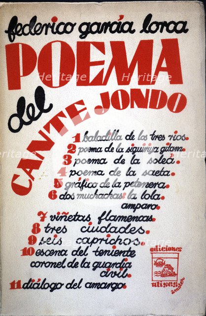 Cover of 'Poema del cante jondo' (Poem of cante jondo), by Garcia Lorca, 1st edition published by…