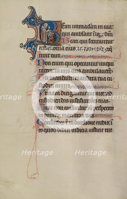 Initial B: A Friar Delivering a Sermon; Bute Psalter, text and illumination about 1285. Creator: Bute Master.
