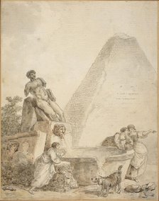 A Roman Capriccio with the Pyramid of Gaius Cestius, 1781 or later. Creator: Hubert Robert.