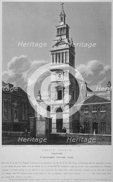 Christ Church, Newgate Street, City of London, 1814. Artist: William Wise