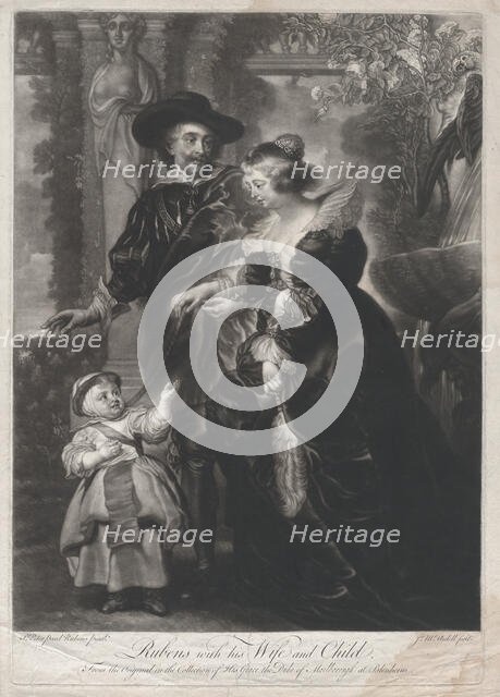 Rubens, his wife, Helena Fourment, and their son, Frans, ca. 1740-65. Creator: James McArdell.