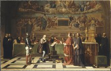 Galileo Galilei (1564-1642) before members of the Holy Office in the Vatican in 1633, 1847.