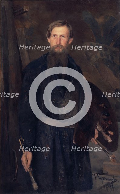 Portrait of the artist Viktor Vasnetsov (1848-1926), 1891. Artist: Kuznetsov, Nikolai Dmitrievich (1850-1929)