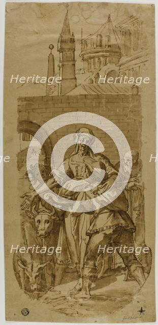 Taddeo Zuccaro at the Entrance to Rome, Greeted by Servitude, Hardship, and Toil, 1590/1600. Creator: Unknown.