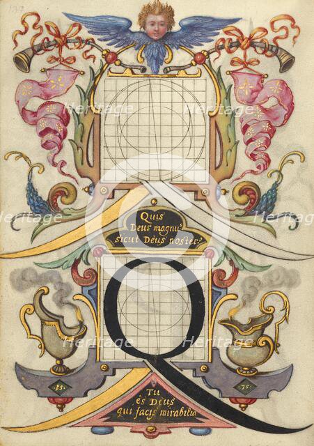 Guide for Constructing the Letter Q; Mira calligraphiae monumenta, about 1591-1596. Creator: Joris Hoefnagel.