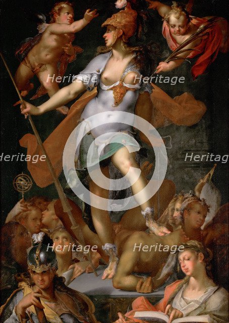 Minerva Victorious over Ignorance, ca 1591. Artist: Spranger, Bartholomeus (1546-1611)