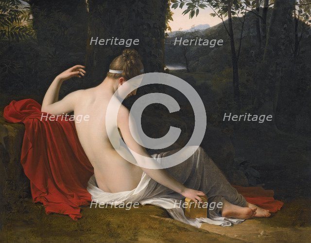 Pandora Reclining in a Wooded Landscape. Artist: Hersent, Louis (1777-1860)