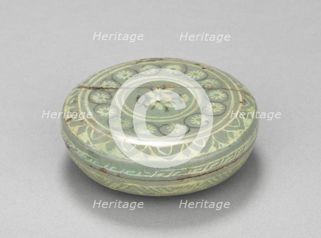 Box and Cover with Chrysanthemum and Scroll Design, 1200s-1300s. Creator: Unknown.