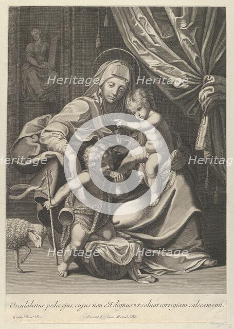 The Virgin seated with the infant Christ on her lap, the young Saint John the Baptist..., 1625-89. Creator: Anon.