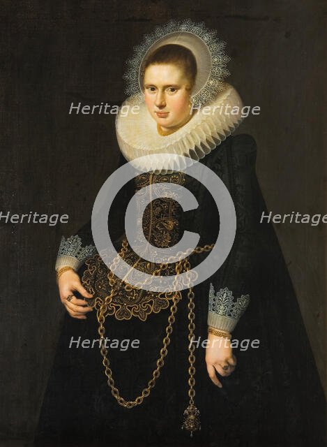 Portrait of a 22-Year-Old Woman, 1622. Creators: Cornelis van de Voort, Pieter Miereveld.