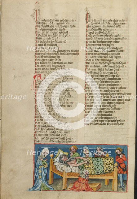 The Death of Noah; Weltchronik, about 1400-1410. Creator: Unknown.