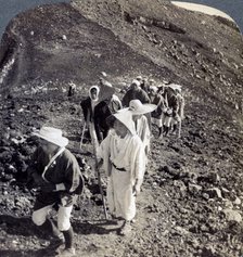 Pilgrims at the end of their ascent of Mount Fuji (Fujiyama), Japan, 1904.Artist: Underwood & Underwood