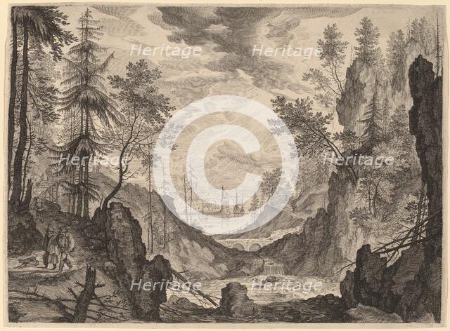 Woodland Scene with a Waterfall, probably c. 1609. Creator: Aegidius Sadeler II.