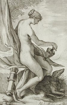 Nymph and Greyhound, between 1607 and 1610. Creator: Jacob Matham.
