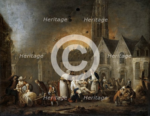 The Grand Square in Lille During the Siege of 1792. Artist: Watteau, François-Louis-Joseph (1758-1823)