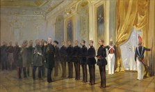 The presentation of the Siberian Cossack regiment to Emperor Nicholas I...in 1833, 1891. Creator: Karasin, Nikolai Nikolayevich (1842-1908).