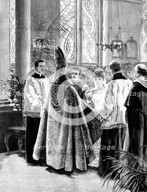 Marriage of the Duc d'Aosta with Princesse Hélène d'Orléans, in the...Chapel of St. Raphael..., 1895 Creator: P Naumann.