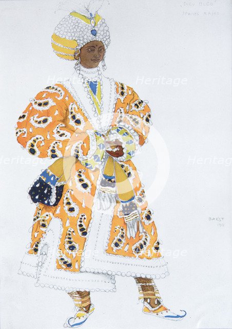 Costume design for Vaslav Nijinsky in the Ballet Blue God by R. Hahn, 1912. Artist: Bakst, Léon (1866-1924)