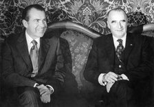 US President Nixon meeting with President Pompidou of France, c1969-1974. Artist: Unknown