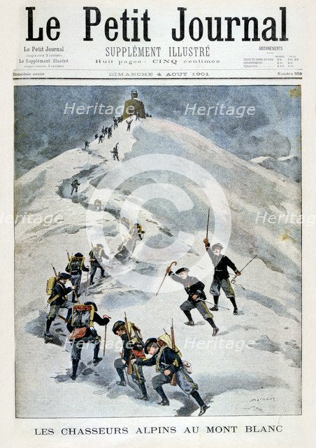 Alpine hunters on Mont Blanc, 1901. Artist: Unknown
