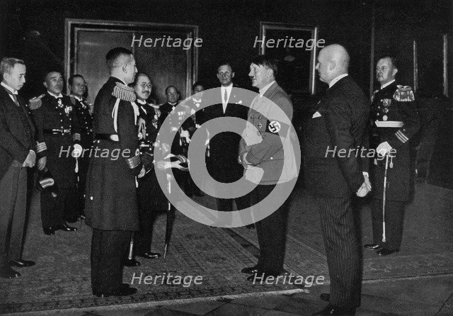 Adolf Hitler meeting a Japanese naval delegation, 1934. Artist: Unknown