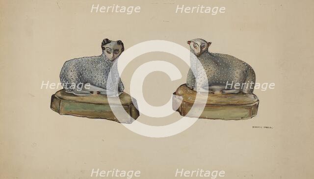 Pa. German Chalkware Sheep, c. 1937. Creator: Dorothy Harris.