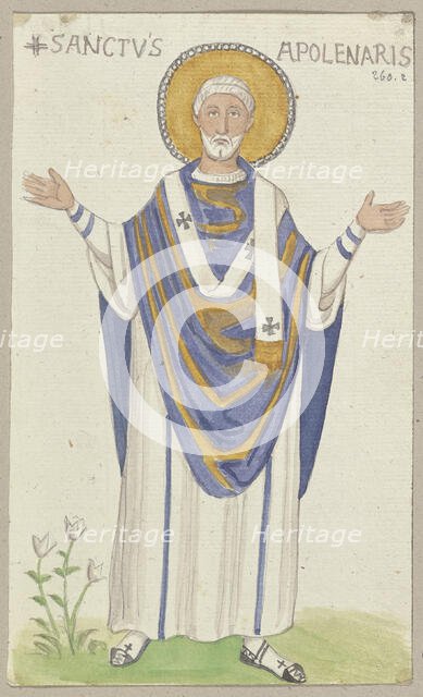 A mosaic in Sant’Apollinare in Classe near Ravenna, depicting Apollinaris of Ravenna...1818-43. Creator: Johann Anton Ramboux.