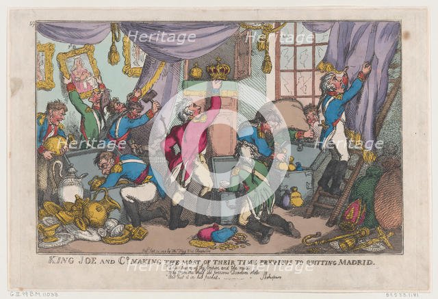 King Joe and Co. Making the Most Of Their Time Previous To Quitting Madrid, ..., September 25, 1808. Creator: Thomas Rowlandson.