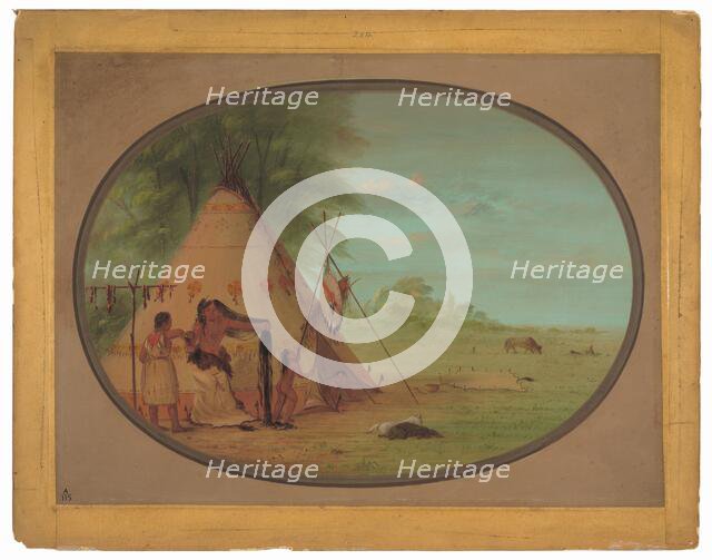 A Crow Chief at His Toilette, 1861/1869. Creator: George Catlin.