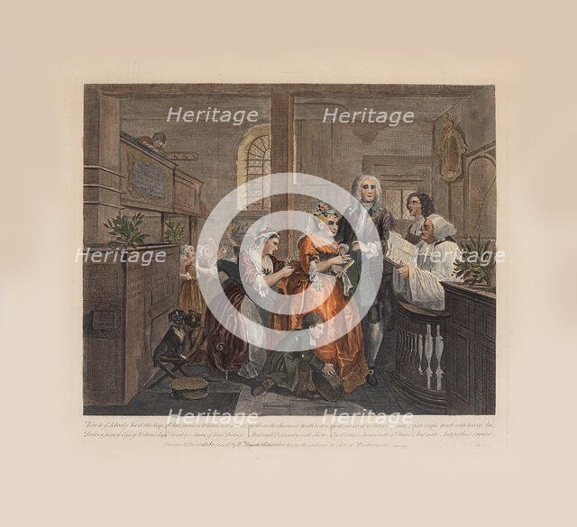 A Rake's Progress, Plate 5: Married To An Old Maid, ca 1735. Creator: Hogarth, William (1697-1764).