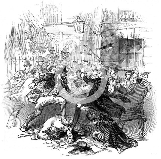 Gown and town row, Oxford, 15th November 1845. Artist: Unknown