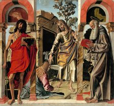 Resurrected Christ with Mary Magdalen and Saints John the Baptist and Jerome, c. 1492. Artist: Montagna, Bartolomeo (1449-1523)