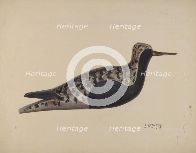 Wooden Decoy, c. 1937. Creator: Chris Makrenos.