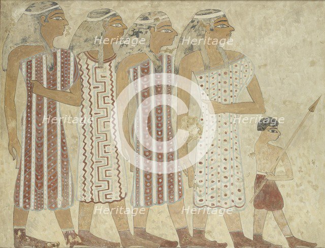 Copy of wall painting, private tomb 3 of Khnumhotpe III, Beni Hasan, 20th century. Artist: Anna (Nina) Macpherson Davies.
