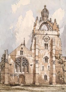 King's College, Aberdeen - View of Lantern Tower and Chapel, 1848-1852. Creator: Robert William Billings.