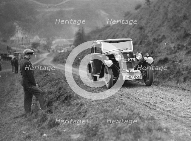 Riley Alpine Six of CJS Montague-Johnson at the MCC Sporting Trial, Litton Slack, Derbyshire, 1930. Artist: Bill Brunell.