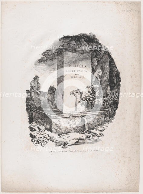 Watering Trough, Title Page of "Studies of Horses" (Etudes de Chevaux), 1822. Creator: Theodore Gericault.