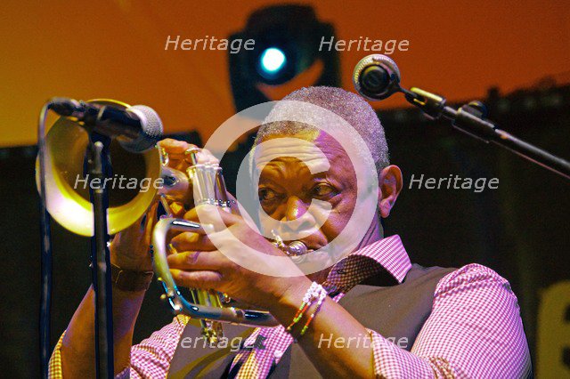 Hugh Masekela, Love Supreme Jazz Festival, Glynde Place, East Sussex, 2015. Artist: Brian O'Connor.