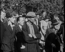 A Variety of Men and Women Listening to a Speaker at Speaker's Corner, Hyde Park, 1938. Creator: British Pathe Ltd.