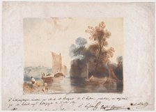 Landscape with River and Boats, 1837. Creators: Emile Aubert Lessore, Auguste Bouquet.