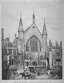 The east end of the Guildhall and the old Guildhall Library, City of London, 1870.       Artist: Anon