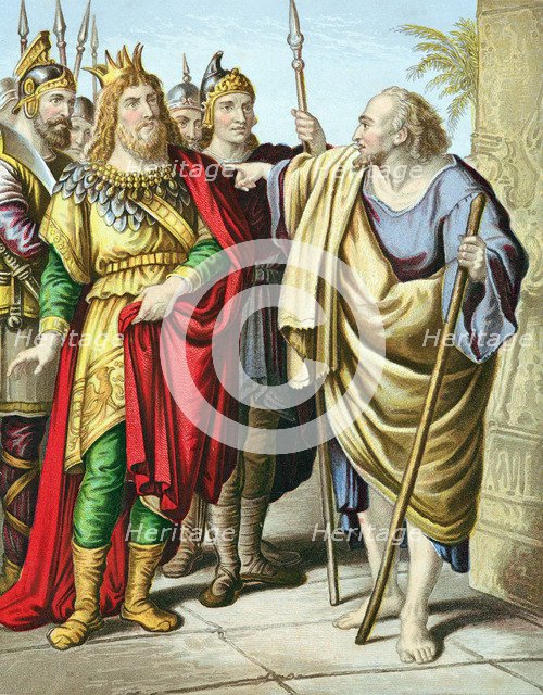 Elijah, Old Testament prophet, rebuking Ahab, mid 19th century. Artist: Unknown