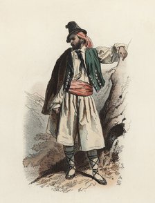 Man from Valencia, color engraving 1870.