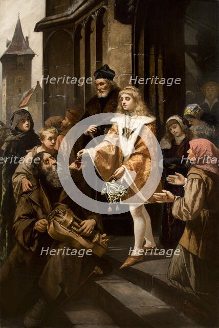 Saint Casimir Giving Alms, 1884. Creator: Kazimierz Mirecki.