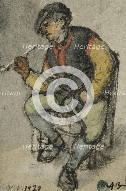 Seated farmer smoking a pipe. Creator: Adriaen van Ostade.